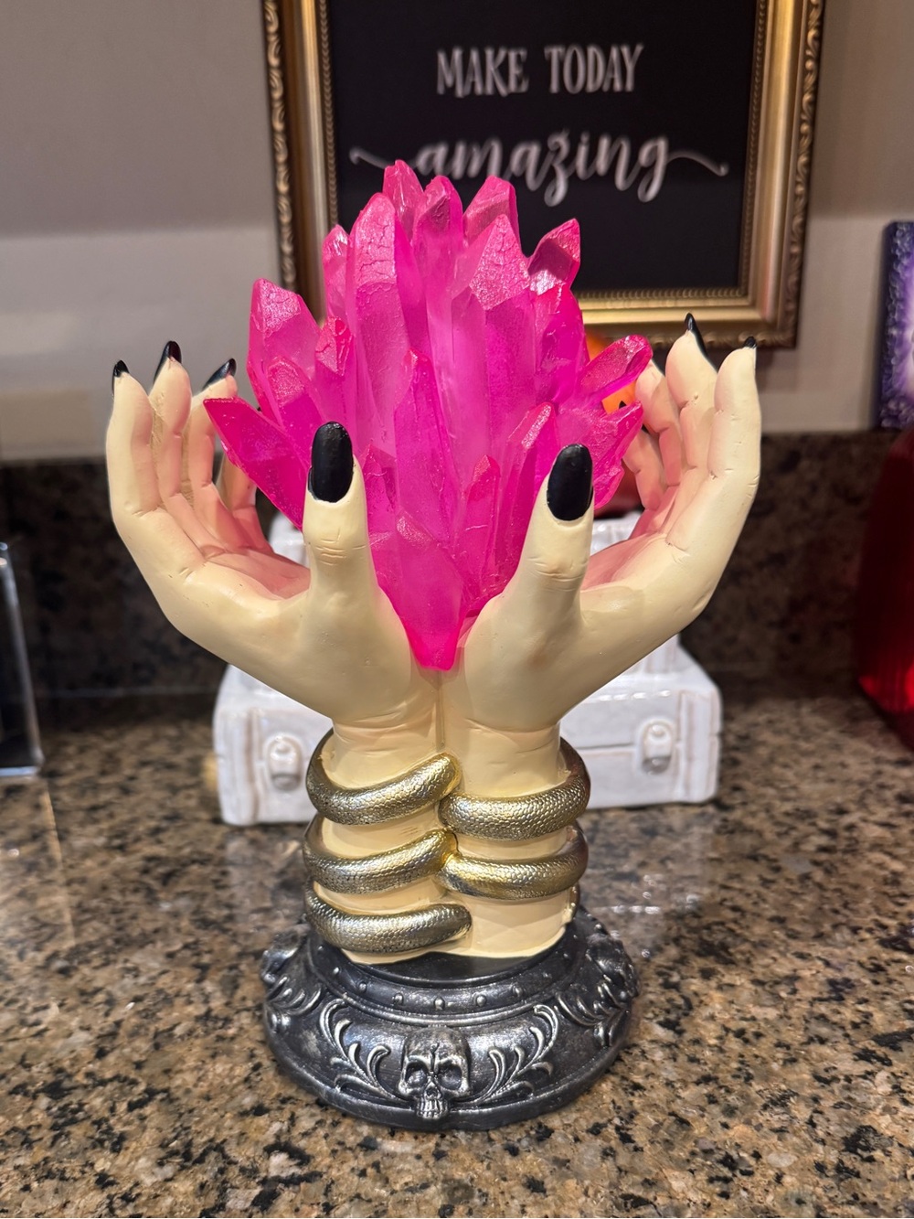 Mystic Hands Pink Crystal Accent Halloween Decor